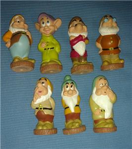 Disney Snow White 7 Seven Dwarfs Rubber Plastic Vinyl Figures Bath Toys ...