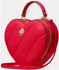KATE SPADE LOVE SHACK QUILTED 3D HEART CROSSBODY RED FACTORY