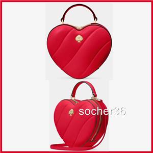 KATE SPADE LOVE SHACK QUILTED 3D HEART CROSSBODY RED FACTORY