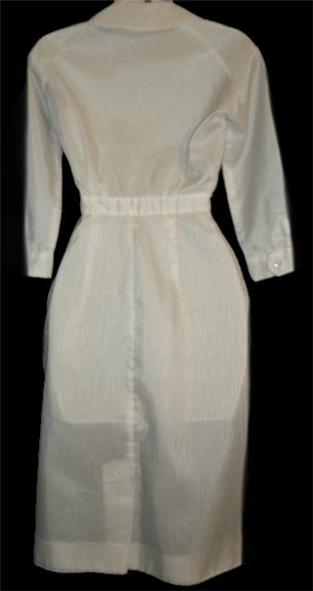 Sheer Vintage 50s ALEXANDERS White Nylon Nurse Nursing Dress Uniform S