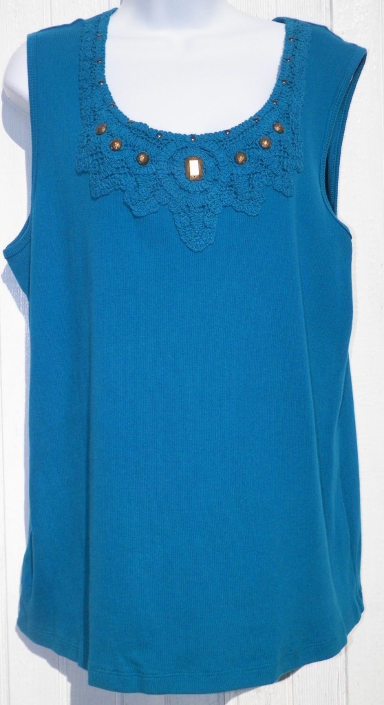 Teal Tank Top Goldtone Studs Lace Size 2X Preswick & Moore NWT Shell ...