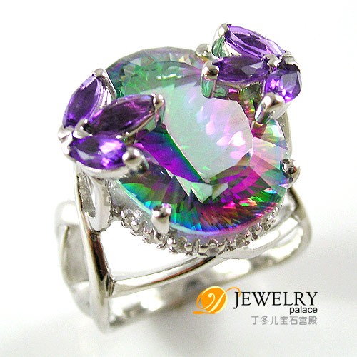 925 Silver 15ct Amethyst Rainbow Topaz Ring Size 6 7 8 9 UNIQUE HUGE | eBay