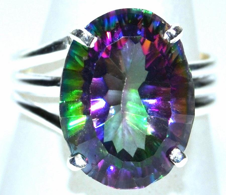 Mystic Topaz Rings Purple Green Gemstone 925 Sterling SILVER Ring; L, M ...