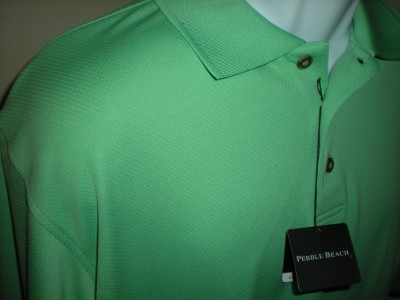 mens Pebble Beach polo shirt Large L green dry fit golf