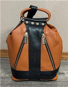 VALENTINA Black BROWN Pebbled ITALIAN Leather SLING  display picture 2
