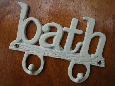 Cast Iron Bath Sign Hanger Hooks For Towel Bath Robe Ebay