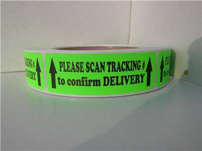 250 Please Scan Tracking To Confirm Delivery 1x3 Label Sticker Green Fluor Ebay