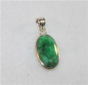 Stunning Very Large Faceted Natural Two Stone Green Emerald And 925 Sterling Silver Oval Drop Pendant Necklace