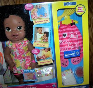 Baby Alive Super Snacks Snackin/' Sara Eat Talk Poop AA African American BONUS