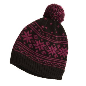 VTG Style Snowflake Bobble Hat Icelandic Nordic Xmas Beanie Pompom Hat 4 Colours