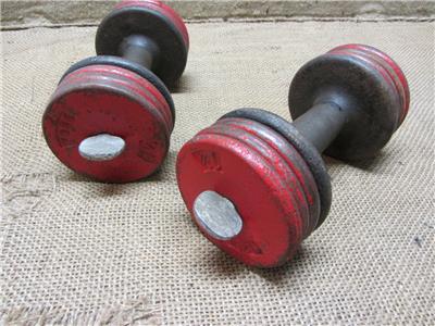 RARE Vintage Cast Iron Adjustable Dumb Bell Set Antique