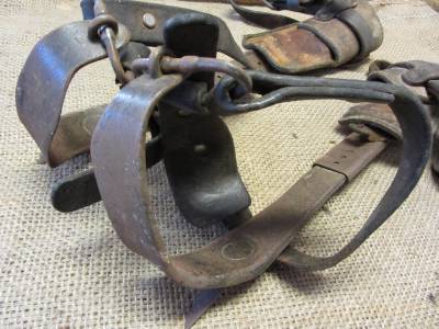 Vintage Cast Iron & Leather Tree Pole Climbing Spikes Shoes > Old ...