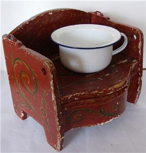 Antique Dutch Folk Art Hindeloopen Childeren Chamber Pot Cabinet