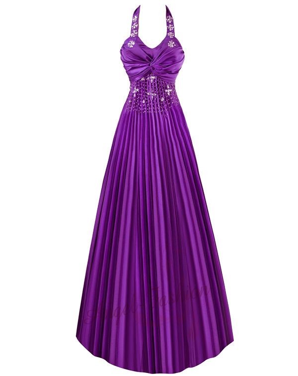 Fabulous Pleated Rhinestones Halter V Neck Padded Evening Gowns S M L