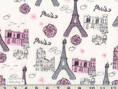 GLITTERY PARIS EIFFEL TOWER Fabric, Pink, Black, and White BTY Quilting ...