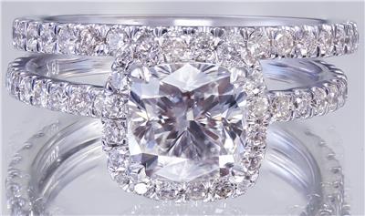 EGL USA H-VS2 18K White Gold Cushion Cut Diamond Egagement Ring And ...