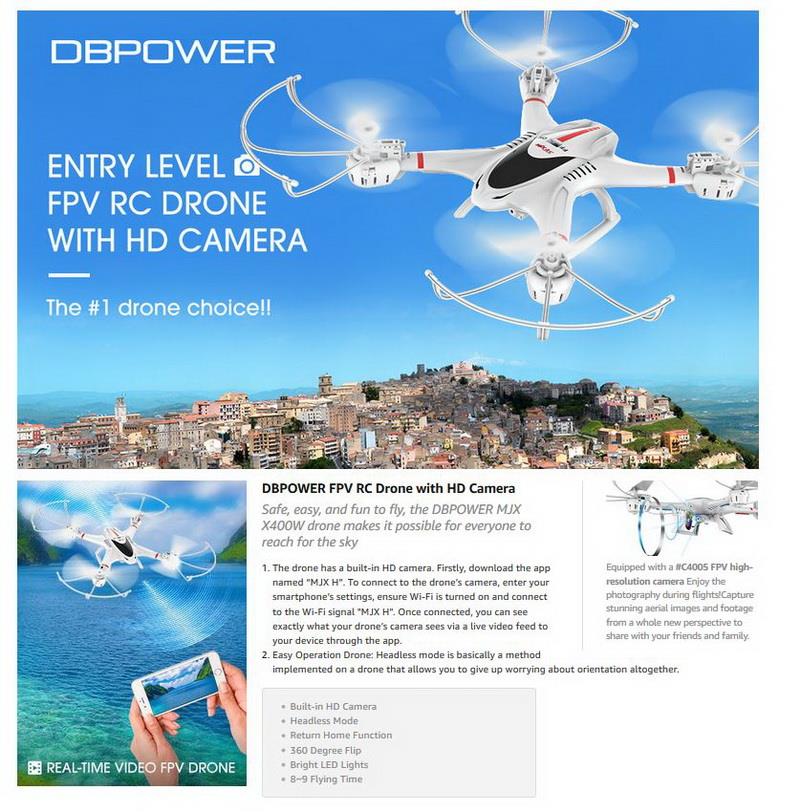 Dbpower x400w fpv sales rc quadcopter drone