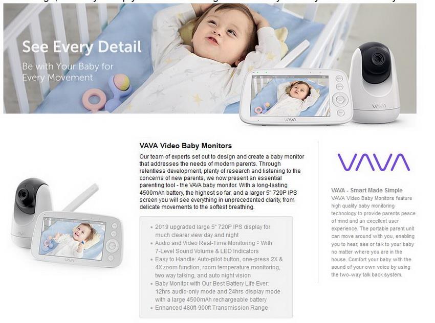 vava baby monitor range