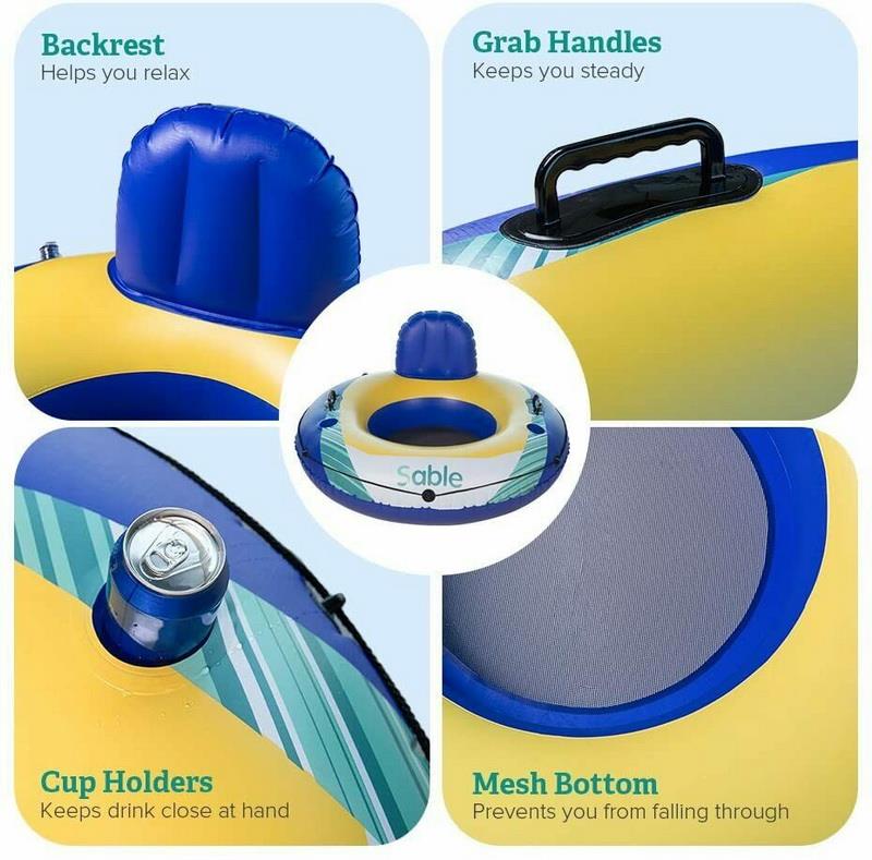 2PCs Sable Inflatable Water Float Floating Tube Pool Lounger for Pool Lake River