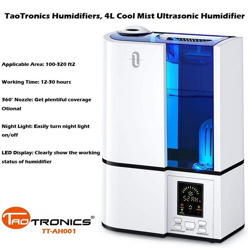 TaoTronics 1.06 Gal Cool Mist Ultrasonic Tabletop Humidifier Tt-ah001