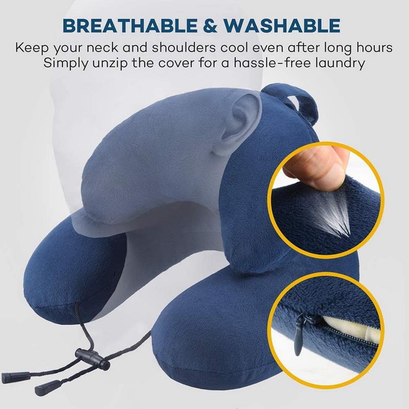 Sable Ergonomic Travel Pillow with Memory Foam Support, Dual Filling ...