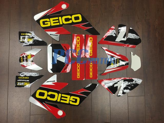 GEICO GRAPHICS DECAL STICKERS KIT HONDA CRF50 CRF 50 F 2004-2014 SDG SSR