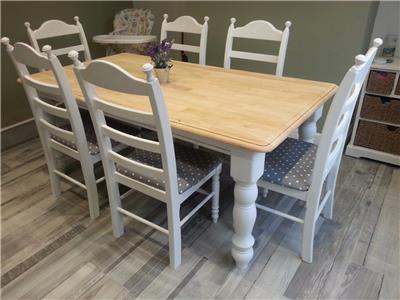 Stunning Shabby Chic 6ft X 3ft Farmhouse Table And Chairs Ebay