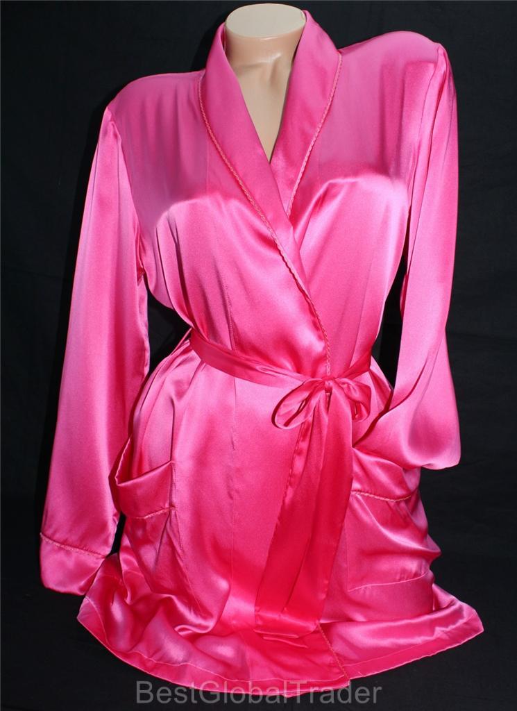 Victoria's Secret 100% Silk Kimono Satin Pink Medium Luxurious Robe New ...