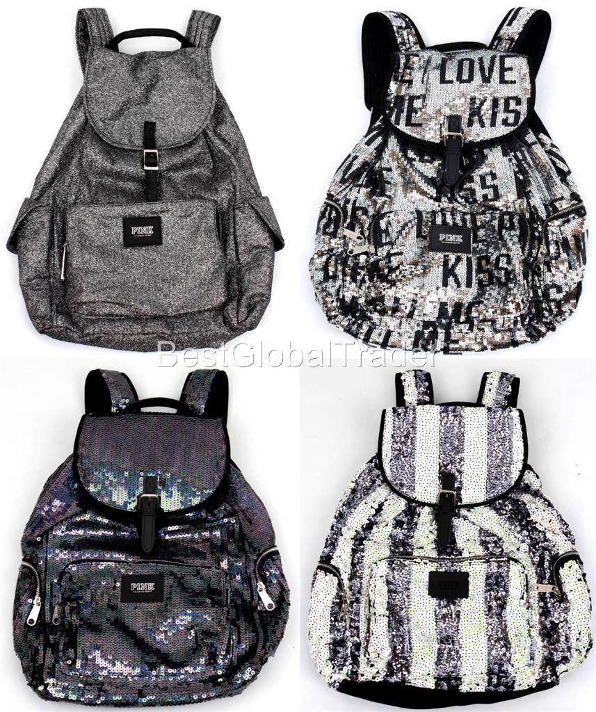 victoria's secret pink glitter backpack