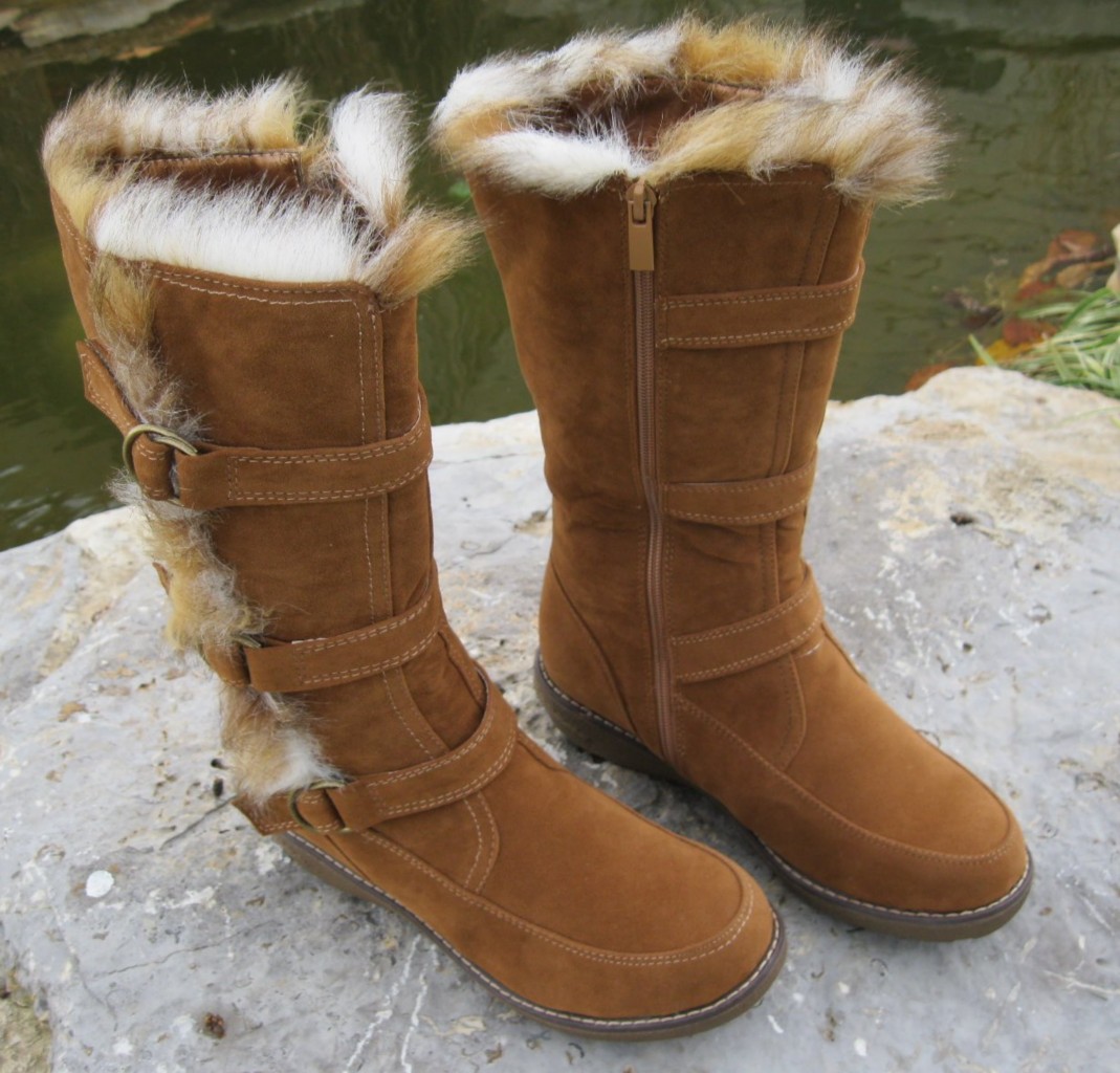 Womens PU Suede & Faux Wool TRAPPER Boots APRES LAMO Sizes 6 - 10 ...