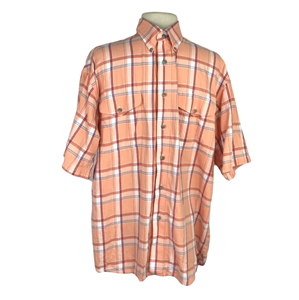 Wrangler Hombres L Cuadros Manga Corta Vaquero Camisa camisa cuadros naranja beige mujer manga corta