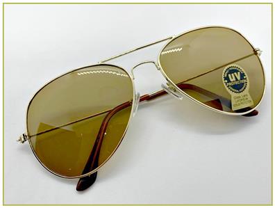 Men/'s or Women CLASSIC Police Cop Pilot Style SUNGLASSES Gold Frame Glass Lens