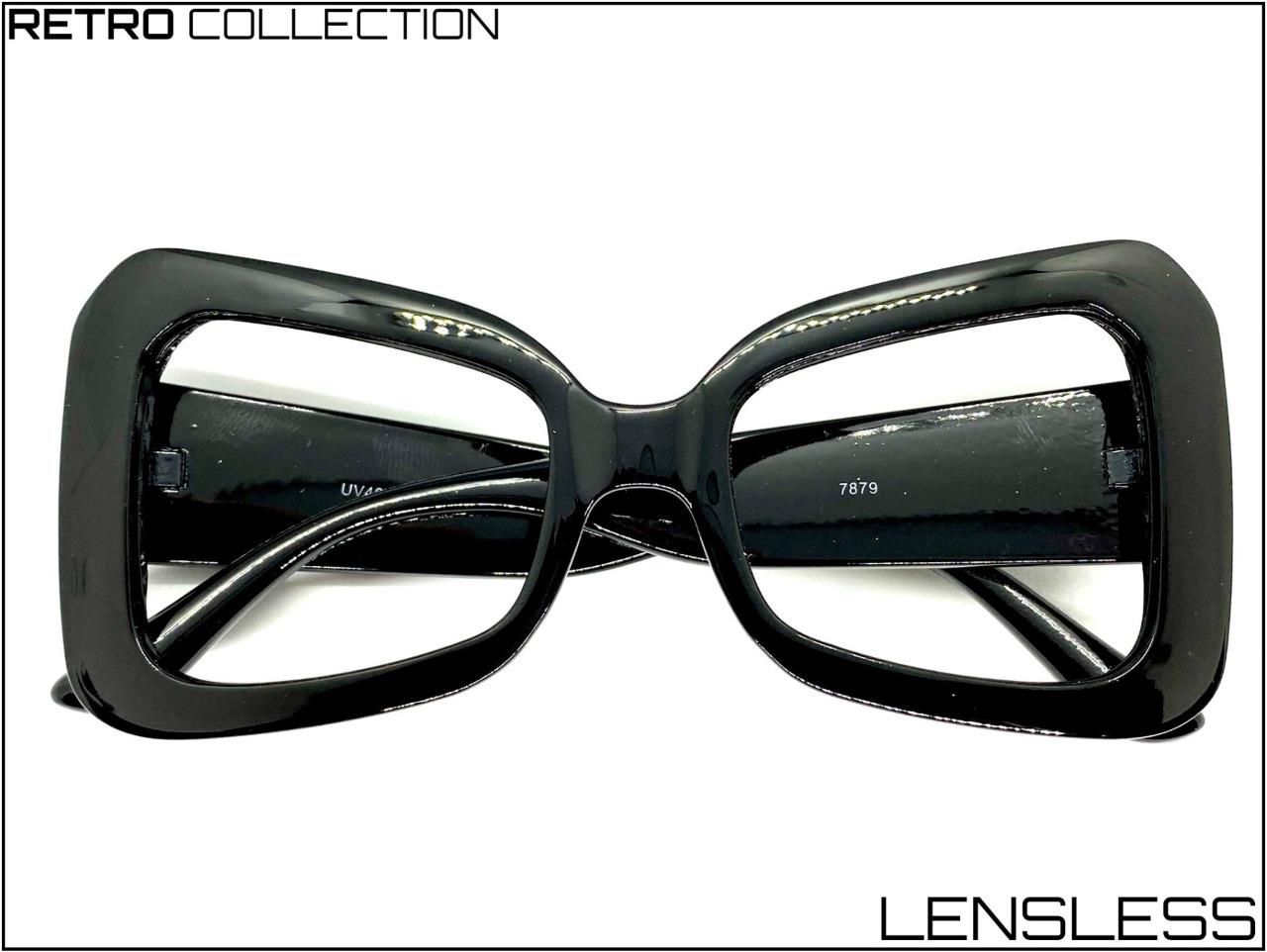 Oversized Exaggerated Retro Lensless Eye Glasses Thick Black Frame Only ...