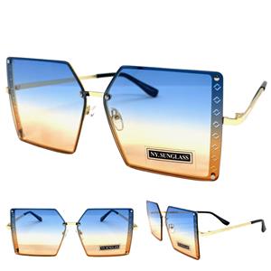 Oversized Vintage Retro Sunglasses, Gold Frame, Clear Lens, 100% UV400, SPEXX Eyewear