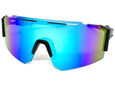 Black With Blue Mirror Wrap-Around Sports Sunglasses #T99132116 | Zenni Optical