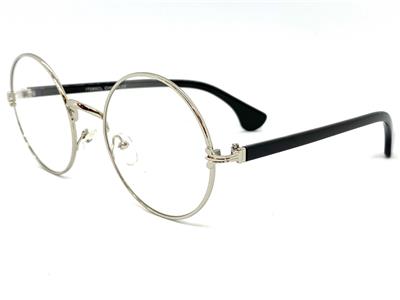 Mens CLASSIC VINTAGE RETRO Style Clear Lens EYE GLASSES Round Silver Metal Frame