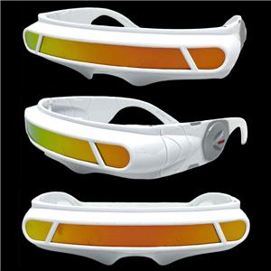 SPACE ROBOT RAVE DJ COSTUME CYCLOPS FUTURISTIC SHIELD SUN GLASSES Yellow Frame e