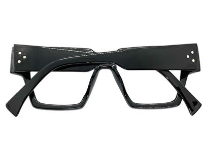 SPEXX Eyewear Oversized Square Glasses – Matte Black, Clear Lens, Vintage 50s Retro Style