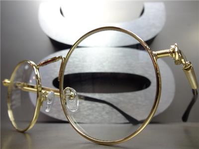 STARS Eyewear Men's Women's Retro Vintage Clear Lens Glasses - Gold Square Metal Frame