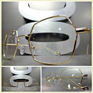 ゴールドメタルフレーム Men's Vintage Gold Frame Rimless Luxury Gem Cut Clear Lens