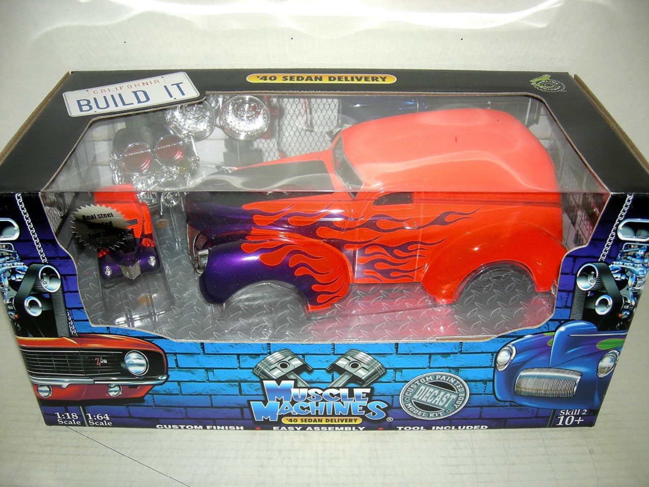 40 SEDAN DELIVERY orange FLAMED BUILD IT KIT RARE MIB. 40 SEDAN DELIVERY orange FLAMED BUILD IT KIT RARE MIB.