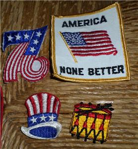 11pc Set Vintage 1976 Bicentennial Patriotic Patches Flags Hats More NOS NICE