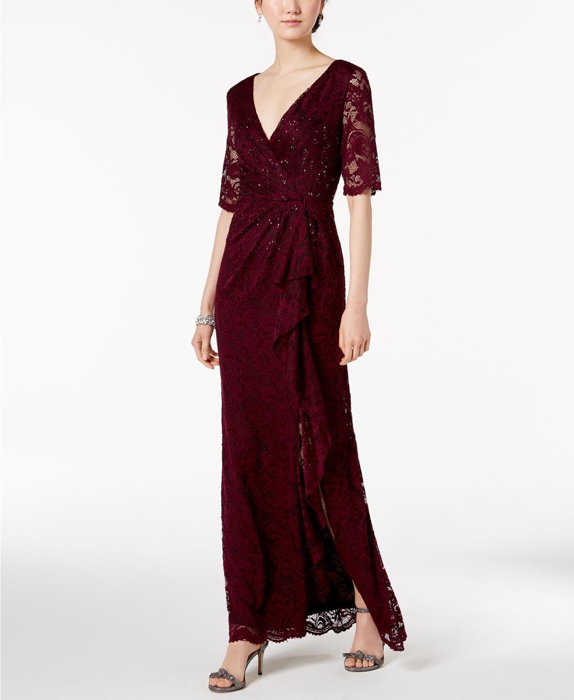 womens burgundy lace dress