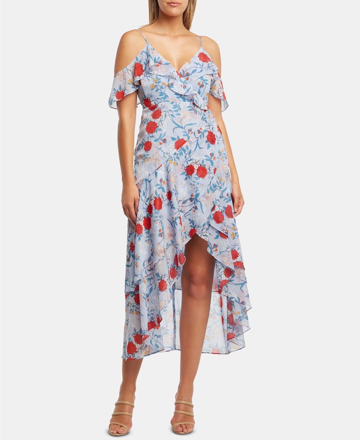 bardot elle chiffon midi dress