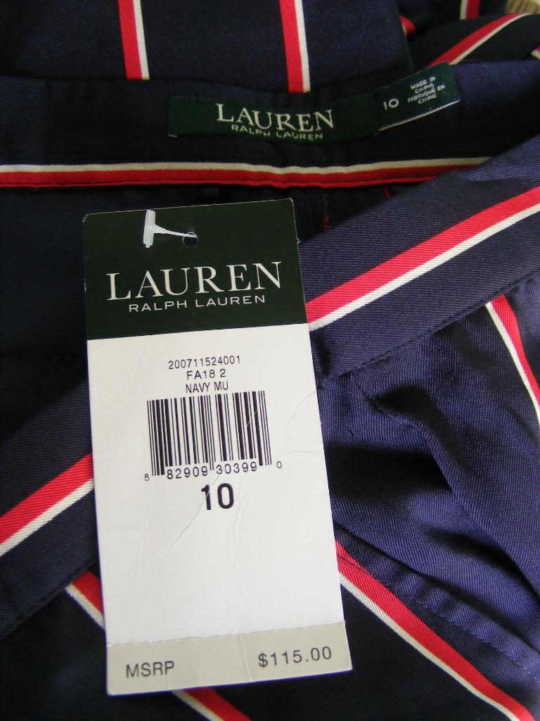 Ralph Lauren LRL Cropped Trouser Hose seidig blau rot weiß Nadelstreifen NEU 115 $ - Bild 9 von 10