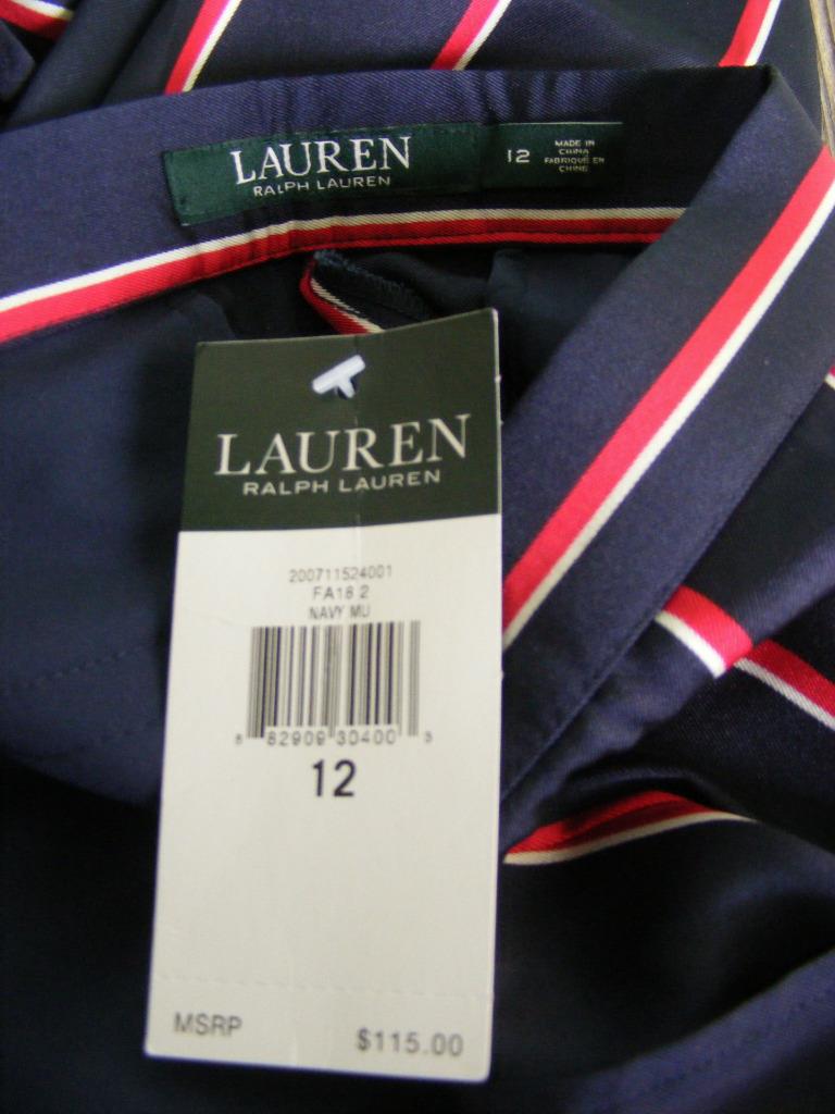 Ralph Lauren LRL Cropped Trouser Hose seidig blau rot weiß Nadelstreifen NEU 115 $ - Bild 10 von 10