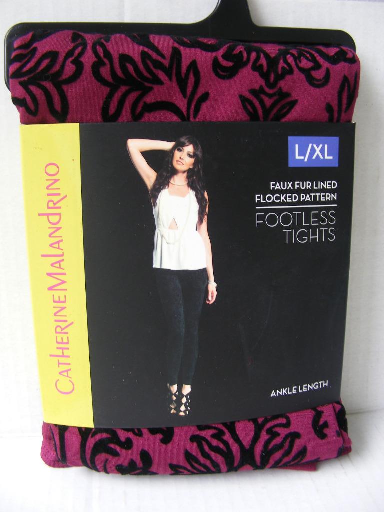 Catherine Malandrino Faux Fur Lined Winter Tights Flocked Textured Cozy Warm L - Picture 10 of 10