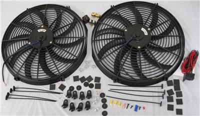 210 Thermostat Kit Dual 16/" Extreme Duty S-Blade Electric Cooling Radiator Fan