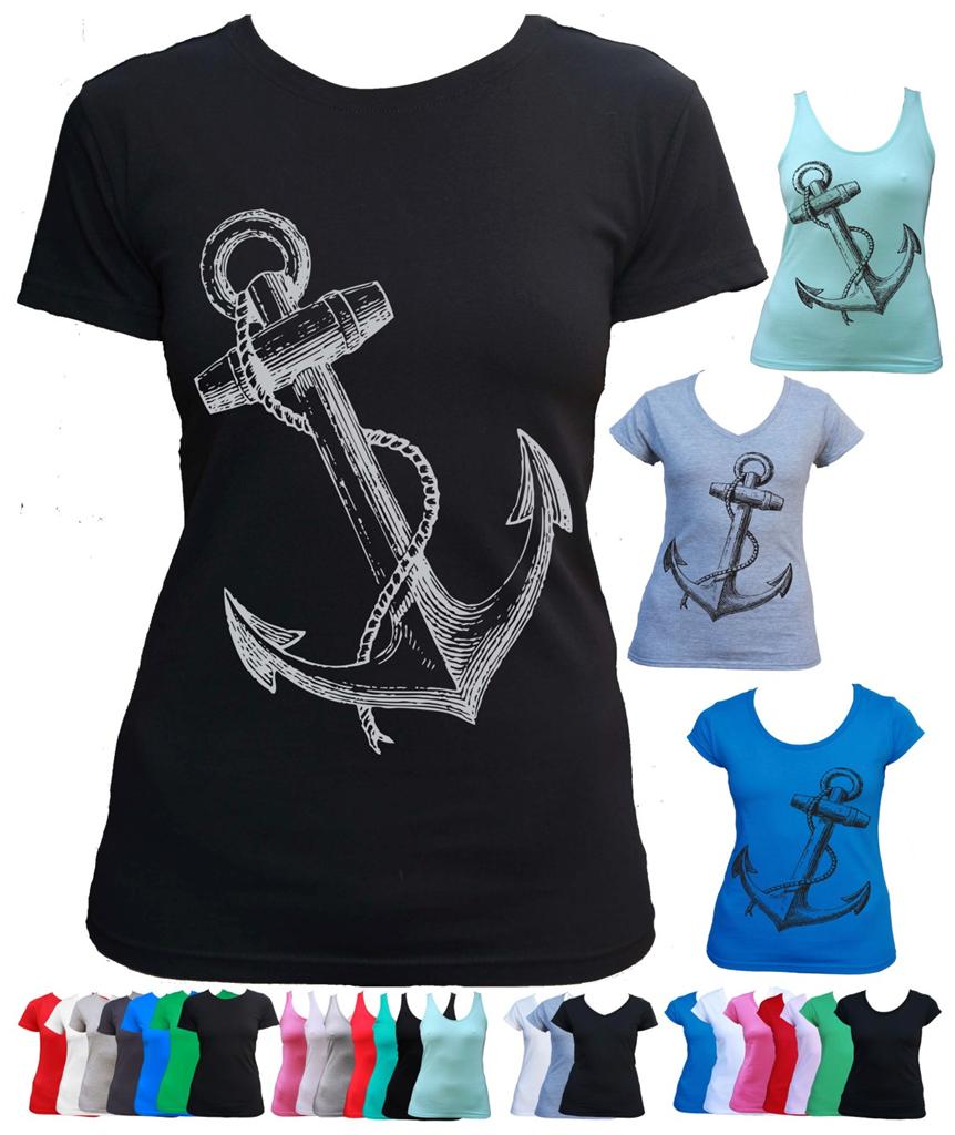 Anchor Rockabilly Sailor retro ladies Women's T-Shirt Men's funky size ...