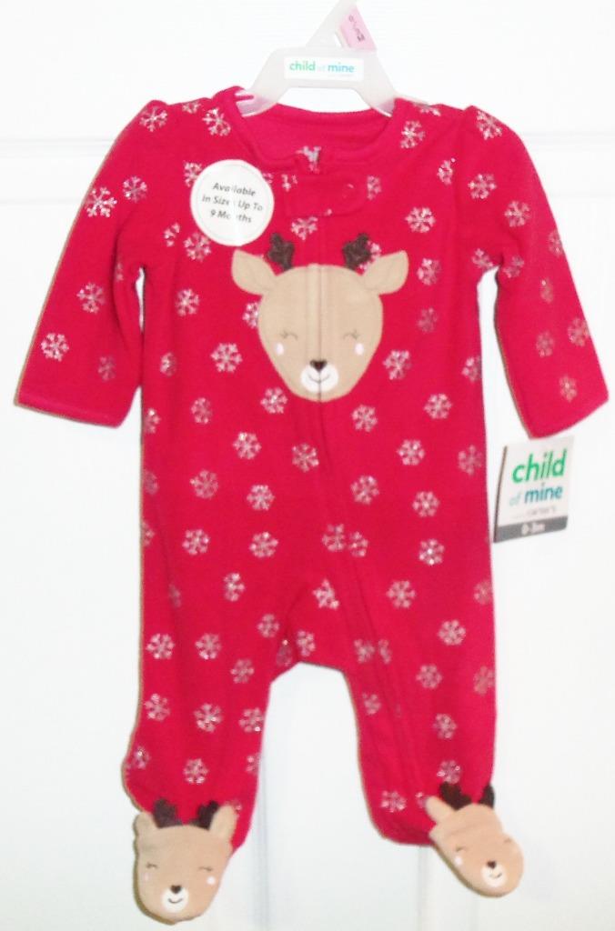 CARTER'S CHILD OF MINE Sleeper "REINDEER" Size NB, 0-3m ,3-6m, 6-9m NEW - Picture 2 of 5